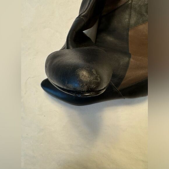 Genuine Leather Over The Knee Women’s Black And Brown Boots Size 8 Handmade - Picture 13 of 15